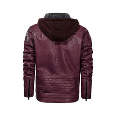 Red Bomber Hooded Leather Jacket - The Leather Jackets