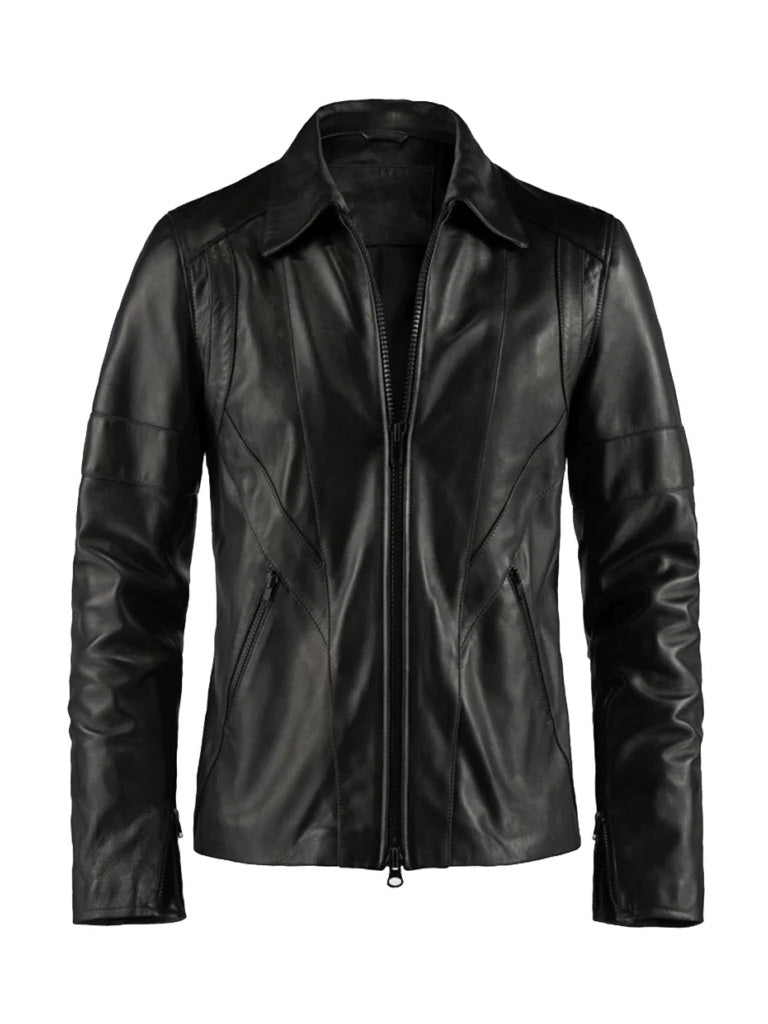 Black Biker loaf Leather Jacket - The Leather Jackets