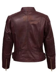Burgundy Biker Leather Jacket - The Leather Jackets