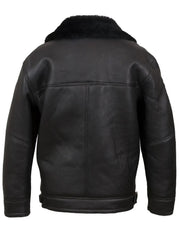 Black Lapel Style Shearling Leather Jacket