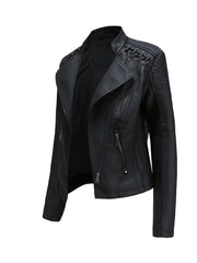 Women’s Black Leather Biker Jacket