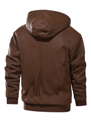 Brown Bomber Hooded Genuine Leather Jacket - The Leather Jackets