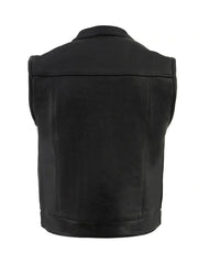 Black Motorcycle Style Genuine Leather Vest