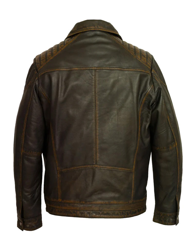 Distress Brown Trucker Genuine Leather Jacket - The Leather Jackets