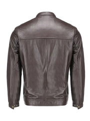 Dark Brown Slim Fit Genuine Leather Jacket - The Leather Jackets