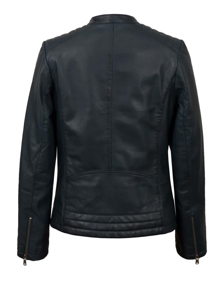 Biker Short Rounded Black Leather Jacket - The Leather Jackets