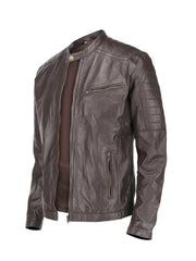 Dark Brown Quilted Biker Leather Jacket - The Leather Jackets