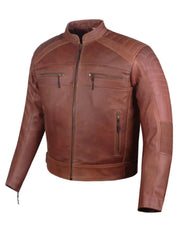 Vintage Brown Cafe Racer Biker Leather Jacket