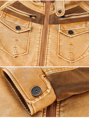 Brown Hood Style Biker Real Leather Jacket - The Leather Jackets