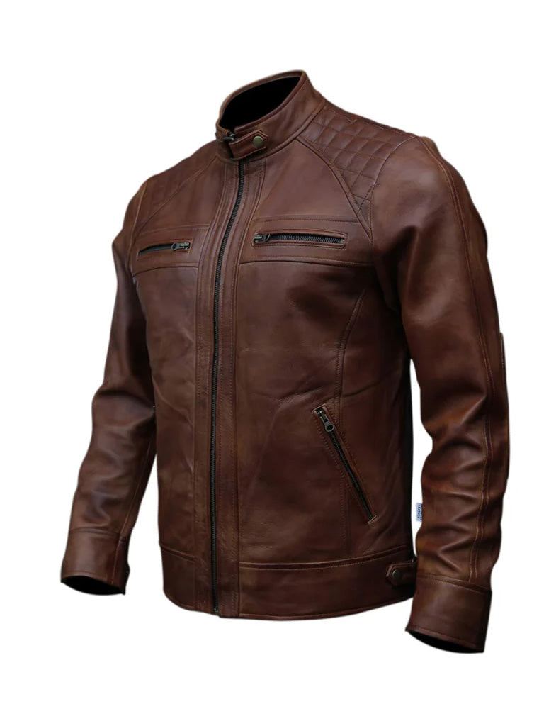 Biker Quilted Leather Jacket - The Leather Jackets