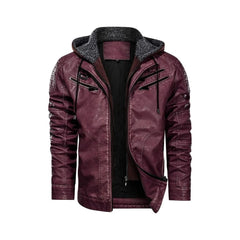 Red Bomber Hooded Leather Jacket - The Leather Jackets