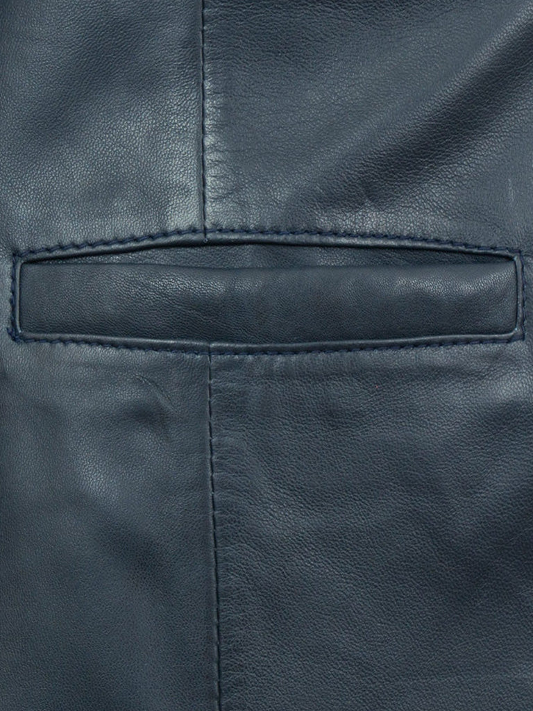 Blue Lapel Style Leather Blazer - The Leather Jackets