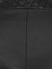 Collar Less Black Quilted Leather Jacket - The Leather Jackets