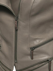 Grey Lapel Biker Leather Jacket - The Leather Jackets