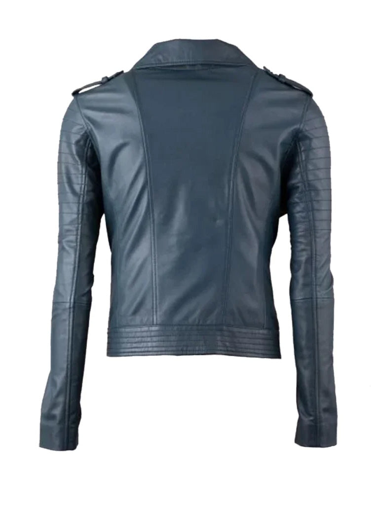 Blue Quilted Biker Leather Jacket - The Leather Jackets