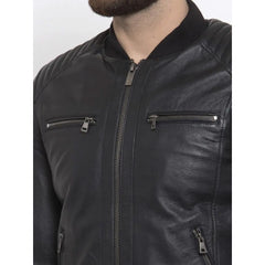 Lambskin Black Bomber Leather Jacket - The Leather Jackets