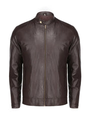 Dark Brown Slim Fit Genuine Leather Jacket - The Leather Jackets