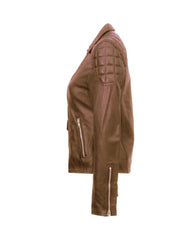 Brown Quilted Biker Leather Jacket - The Leather Jackets