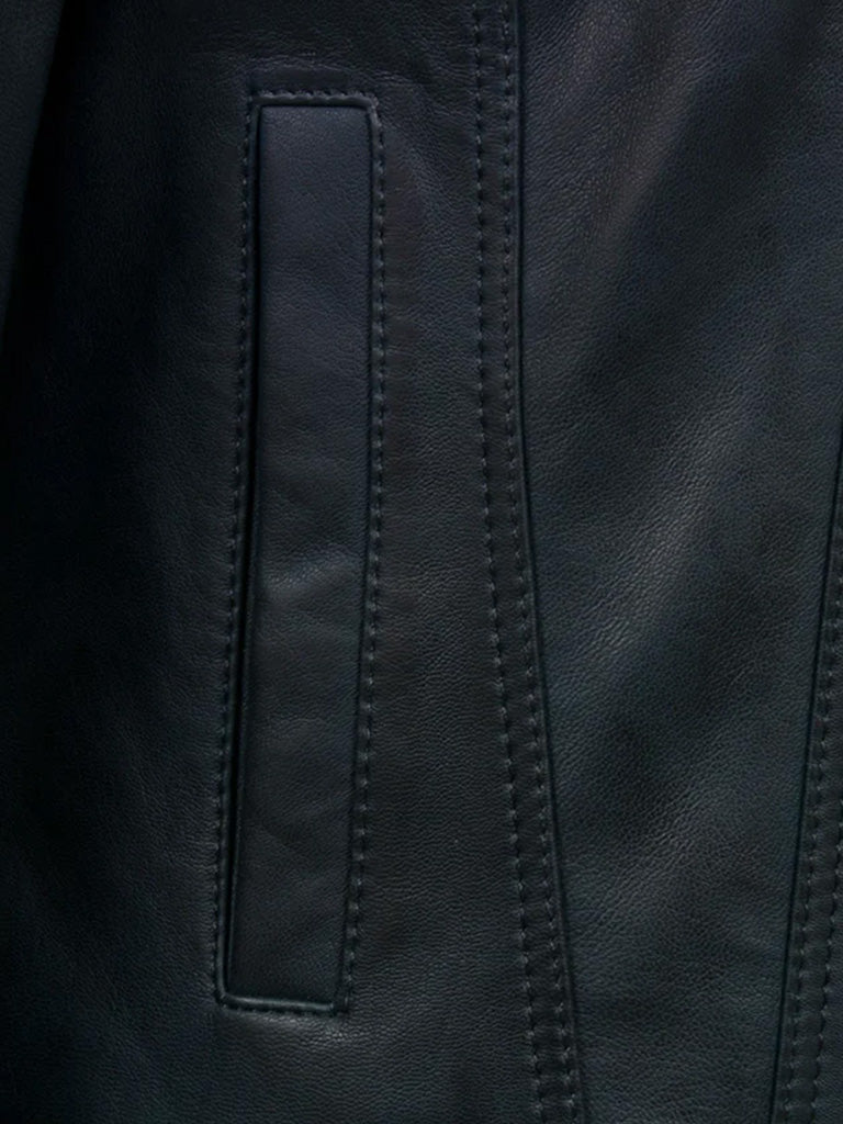 Black Trucker Biker Leather Jacket - The Leather Jackets