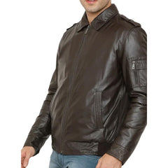 Classic Brown Bomber Leather Jacket - The Leather Jackets