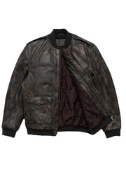 Cognac Dark Brown Bomber Leather Jacket - The Leather Jackets