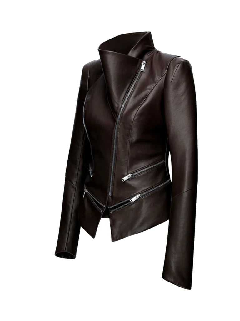 Bitter Brown V Shape Leather Jacket - The Leather Jackets