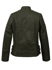 Green Notch Style Biker Leather Jacket - The Leather Jackets