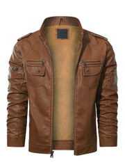 Brown Biker Trucker Style Leather Jacket - The Leather Jackets