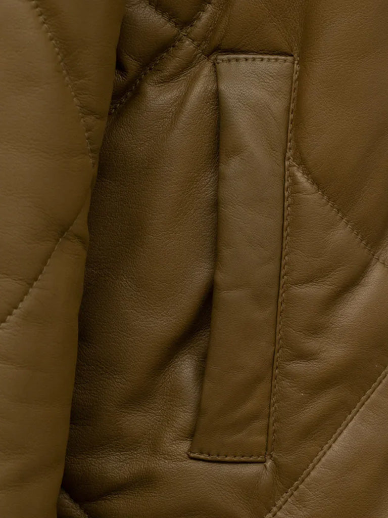 Coffee Quilted Leather Jacket - The Leather Jackets