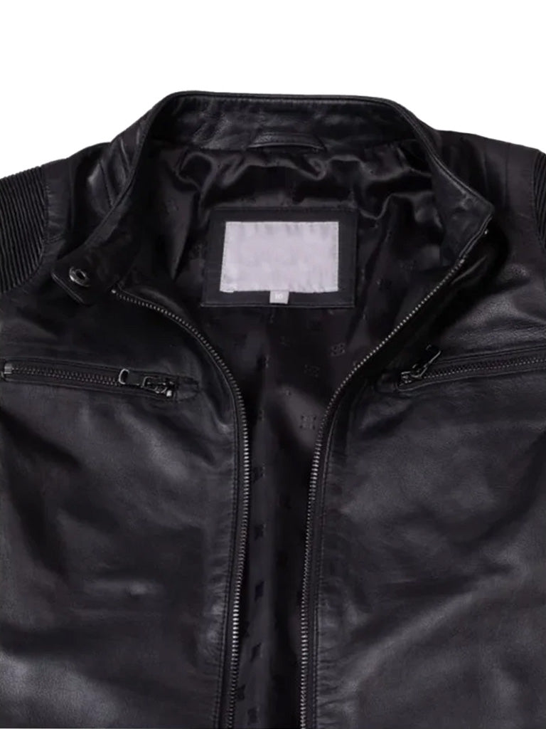 Black Slim Fit Biker Leather Jacket - The Leather Jackets