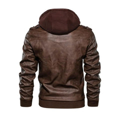 Brown Bomber Hooded Leather Jacket - The Leather Jackets