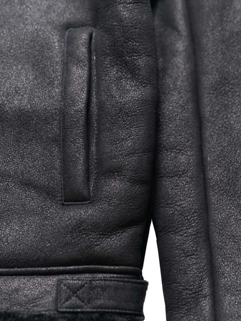Black Shearling Leather Jacket - The Leather Jackets
