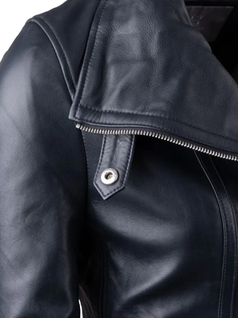 Lapel Style Black Biker Leather Jacket - The Leather Jackets