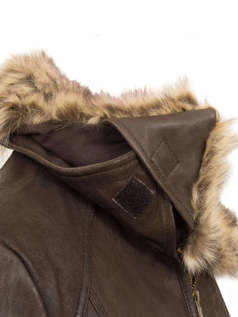 Dark Brown Shearling Leather Jacket - The Leather Jackets