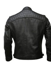 Black Biker Quilted Real Leather Jacket - The Leather Jackets