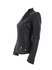 Black Short round Leather Jacket