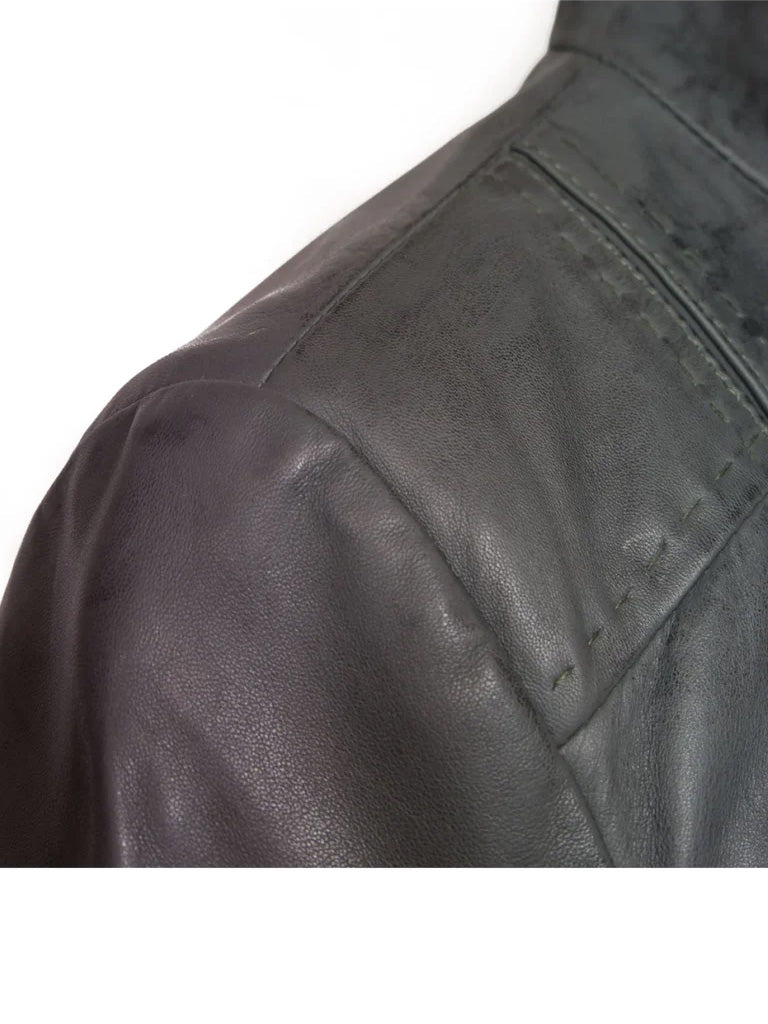 Biker Grey Leather Jacket - The Leather Jackets