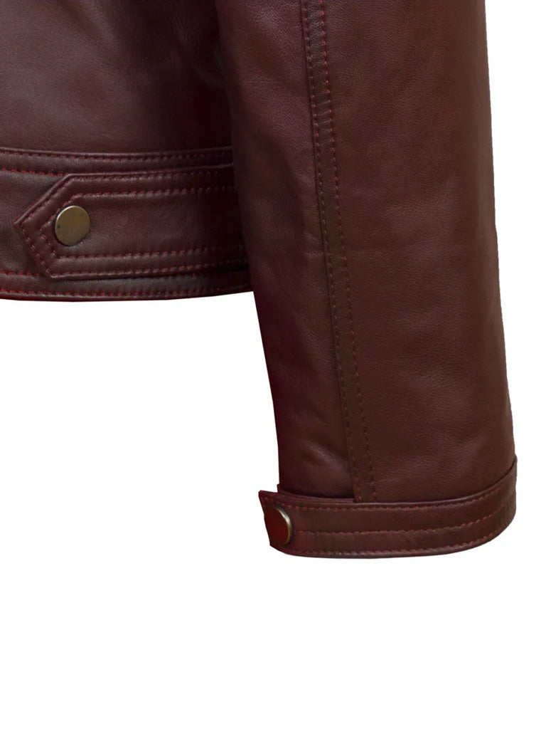Burgundy Biker Leather Jacket - The Leather Jackets