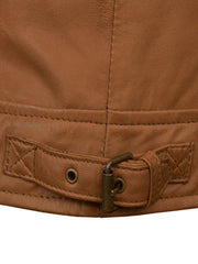 Tan Brown Notch Biker Leather Jacket