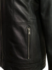 Black Hooded Genuine Leather Jacket