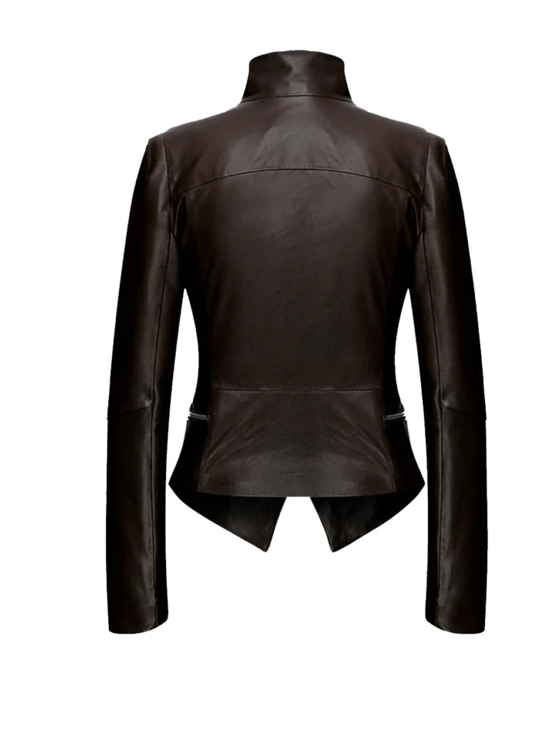 Bitter Brown V Shape Leather Jacket - The Leather Jackets
