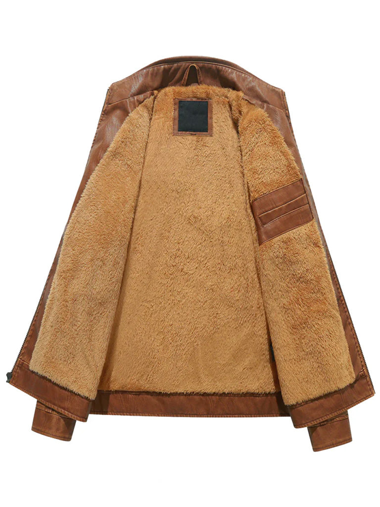 Brown Biker Trucker Style Leather Jacket - The Leather Jackets