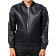 Black Bomber Leather Jacket - The Leather Jackets