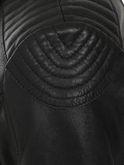 Black Biker Style Bold Lined Leather Jacket