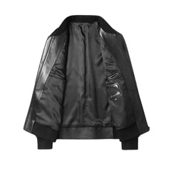 Black PU Bomber Leather Jacket - The Leather Jackets