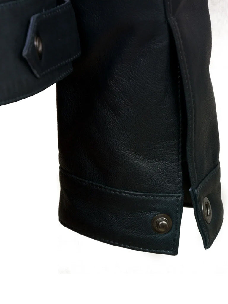 Black Trucker Biker Leather Jacket - The Leather Jackets