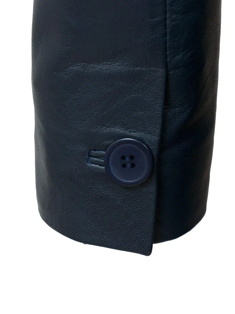 Blue Lapel Style Leather Blazer - The Leather Jackets