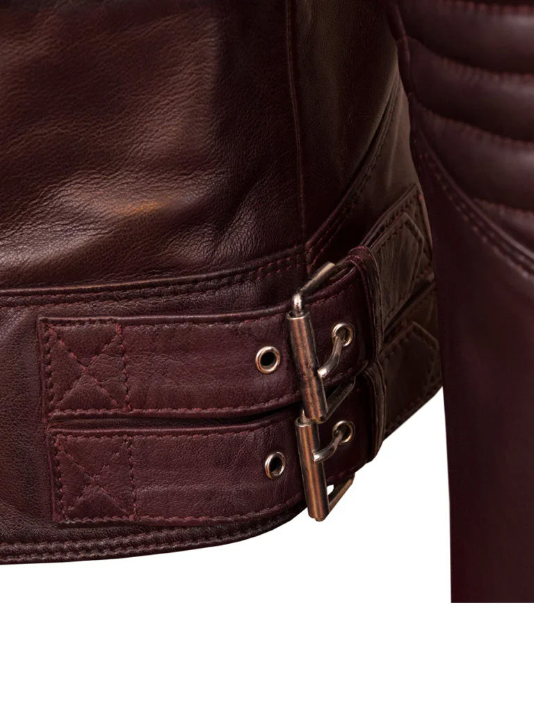 Burgundy Biker Leather Jacket - The Leather Jackets