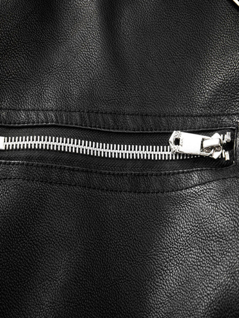 Black Lapel Biker Style Genuine Leather Jacket - The Leather Jackets