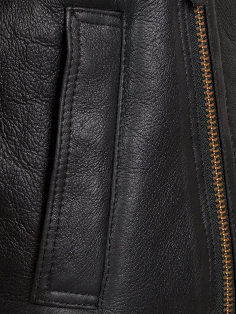 Black Lapel Style Shearling Leather Jacket - The Leather Jackets